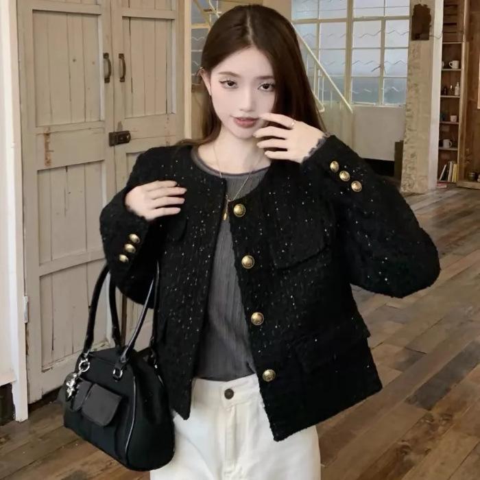 Chic Retro Sequin Long-Sleeve Jacket - Women's Autumn Fashion