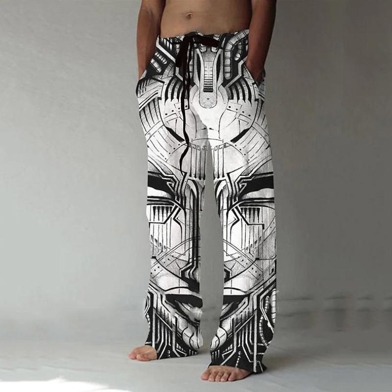 

Мужские модные прямые брюки с 3D-принтом, эластичным шнурком и передним карманом, повседневные повседневные брюки с графическим принтом XXXL