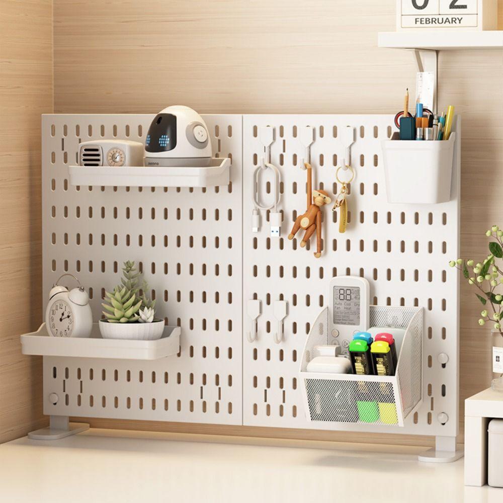 Wall-Mounted Gaming Room Storage Wall Plastic Pegboard Shelf No-Punch Hole Board  for Kitchen