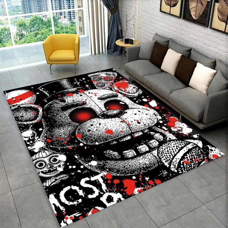 Klassischer F-FNAF Horror Spiel Freddy Teppich Teppich für Spielzimmer Schlafzimmer Wohnzimmer Sofa Heimdekoration, Kinderteppich Rutschfeste Fußmatte