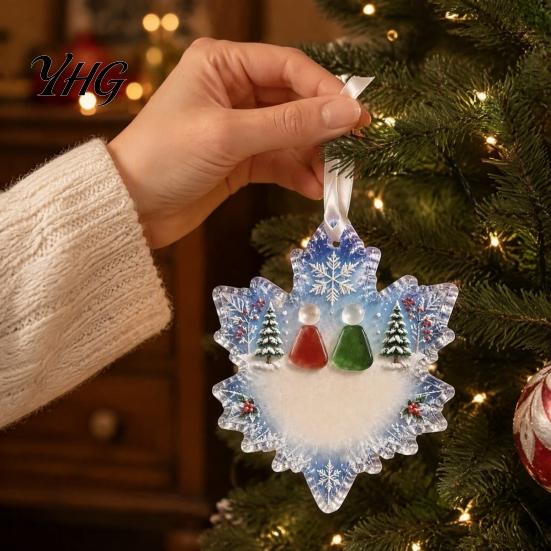 Holiday Window Ornaments Snowflake-Shaped Sea Glass Ornament, Acrylic Christmas Friendship Keepsake, Coastal Inspired Home Decorations Tree