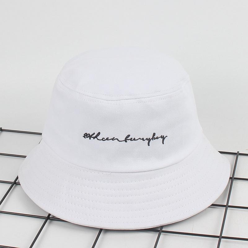 Simple Bucket Hats Letter Embroidery Unisex Adult Sun Hat Outdoor Street Couple Fisherman Hat