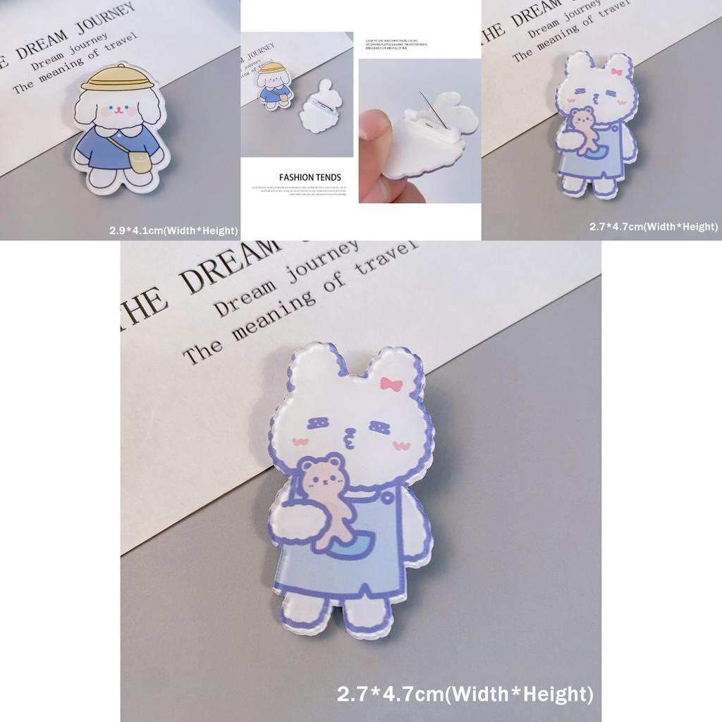 Stylish Kawaii Brooches With Dog Rabbit Cow Designs For Trendy Apparel