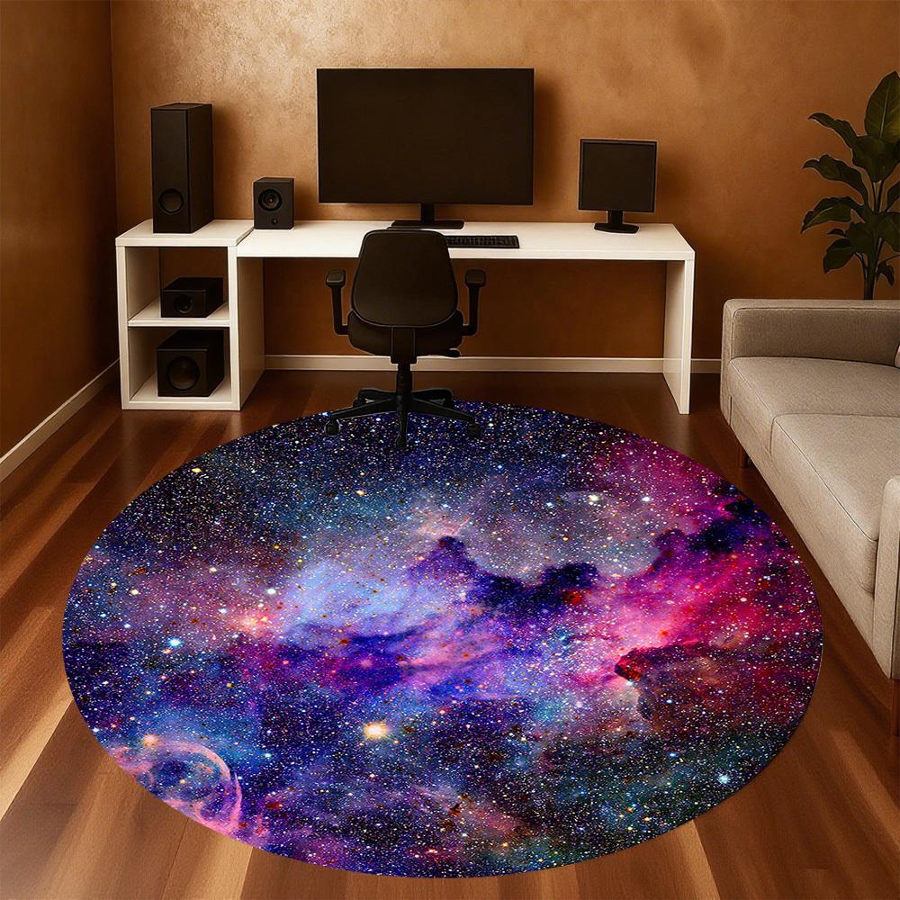 1pc space nebula Round Chair mat Area Rug - Non-Slip, Floor Mat for Office, Bedroom, and Indoor Decor c1118243