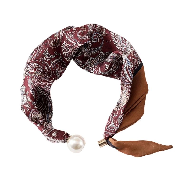 Office Ready Magnetic Neck Scarf for Women, Printed Smooth Scarflette with Clasp Closure for Daily Outfit Wear