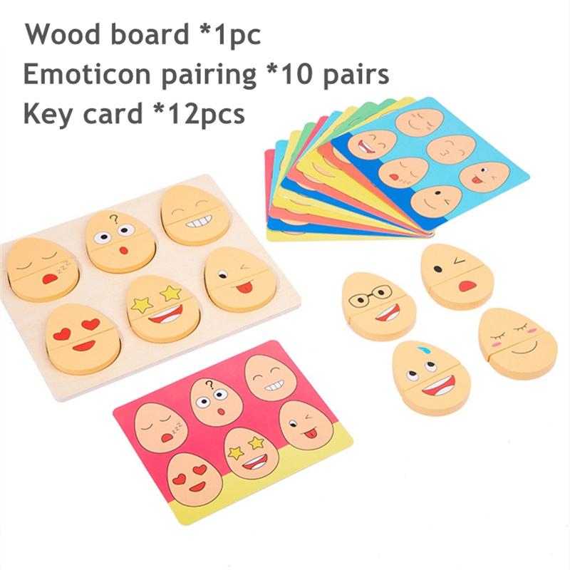 Wooden Emotion Eggs Early Educational Matching Toy For Toddlers And Babies