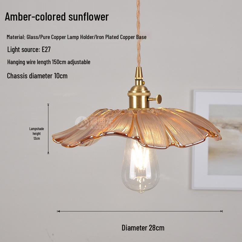 Nordic Retro Brass Glass Pendant Light - Ideal for Bar, Restaurant, Bedside, or Cafe.