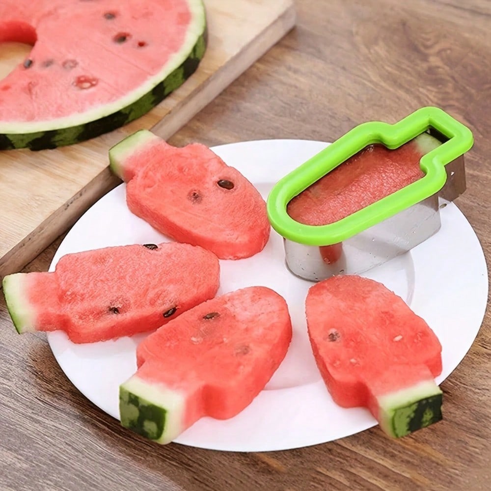 1pc Stainless Steel Watermelon Slicer & Popsicle Mold – Easy Manual Fruit Cutter With Green Handle, No Power Needed, Perfect For Summer Snacks