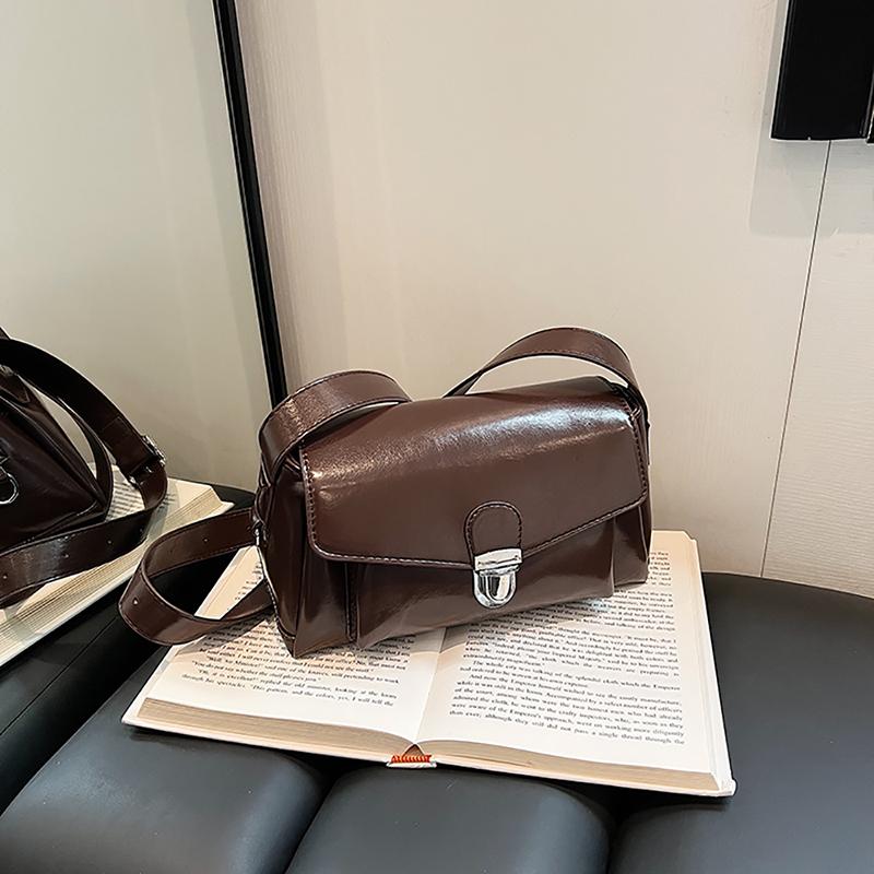 Vintage Oil Wax Leather Simple Small Square Bag Fashion Commuter All-matched Crossbody Bag Ladies  New Shoulder Bag