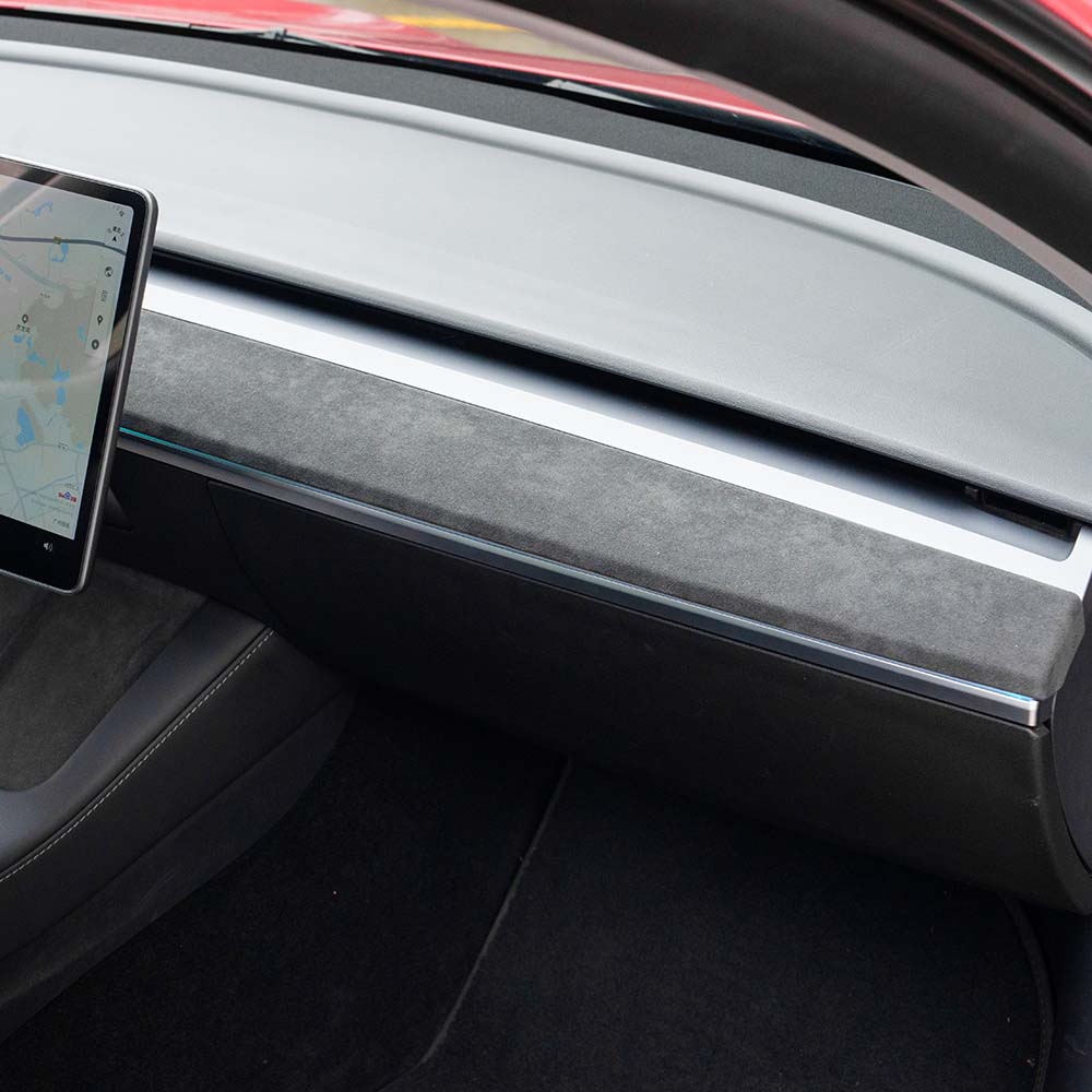 For Tesla Model 3 Model Y 2020-2024 Alcantara Material Suede Made Dashboard Cover Door Trim Car Interior Decoration Accessor HJ0