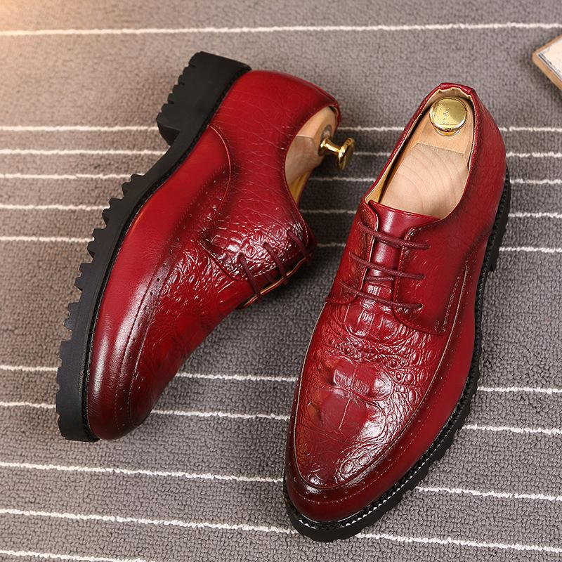 Leather shoes men's winter velvet British style formal wear pointed head inner height increase casual wedding shoes business work men's shoes