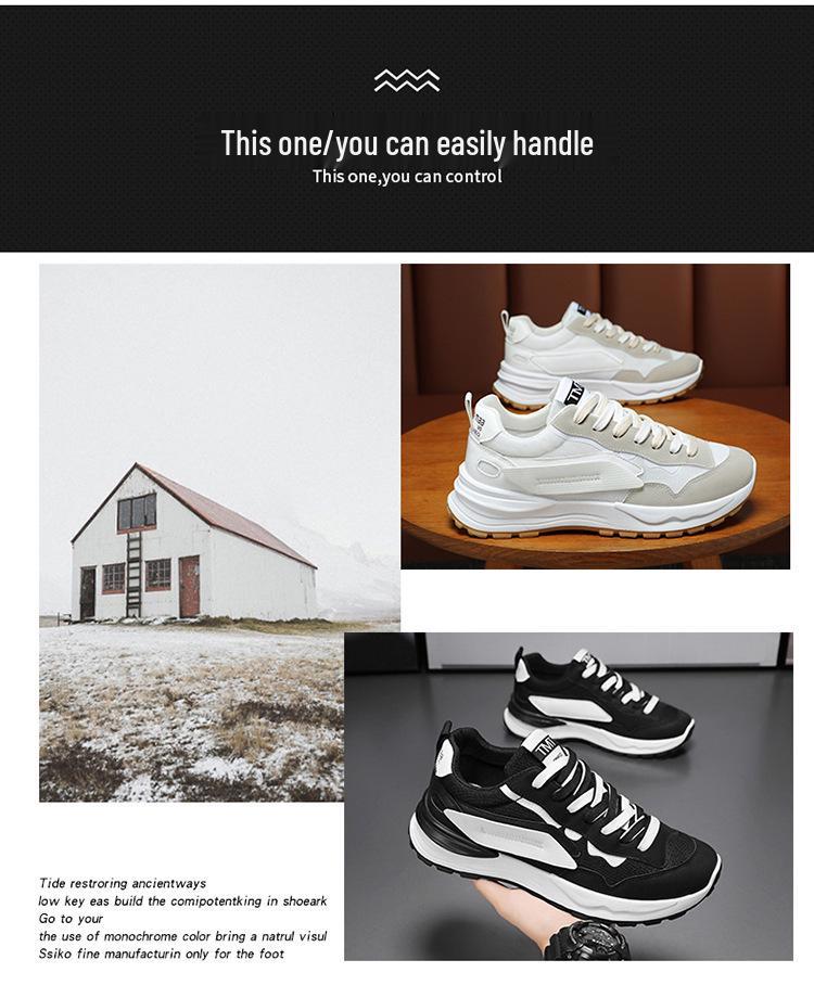 2025 Men's Summer Breathable White Mesh Sneakers - Korean Style Casual Versatile Dad Shoes