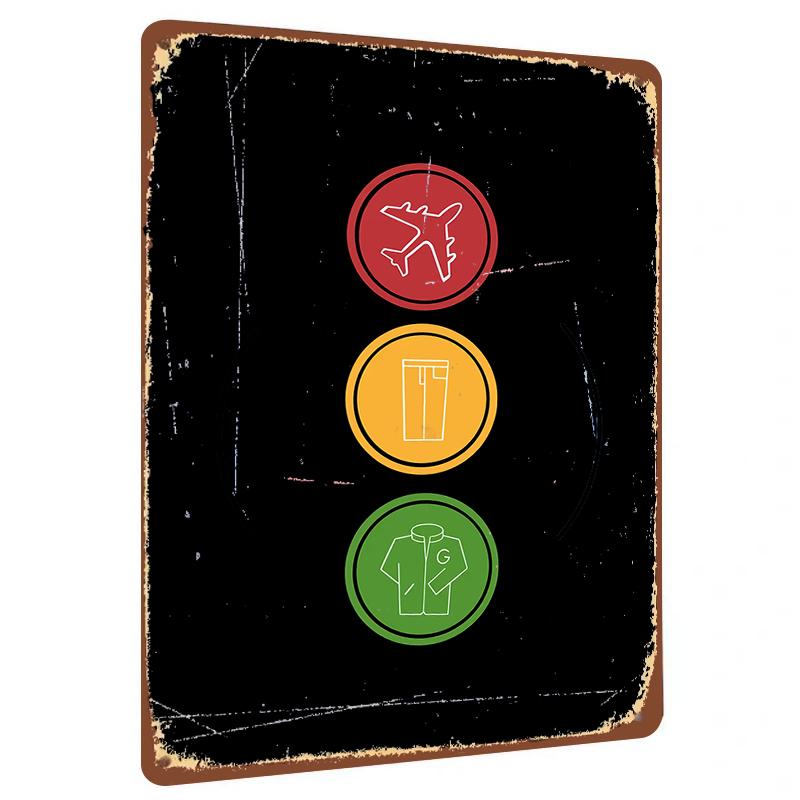 

Creative Traffic Light Series Aircraft Pants Jacket Pattern Metal Tin Sign Home Wall Decor 20x30cm（7.8x11.8inch）