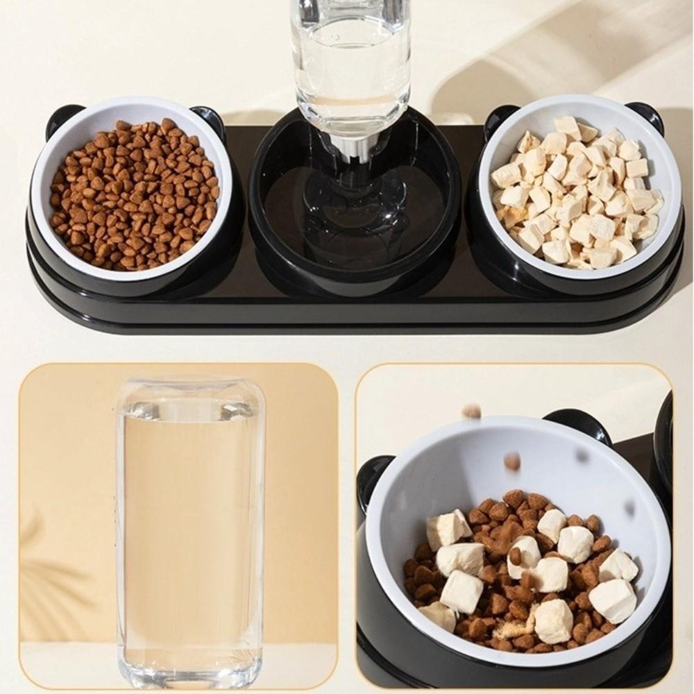 15 Degrees Raised 3 In 1 Cat Feeder Neck Protection Cat Bowls Automatic Water Dispenser  Cat