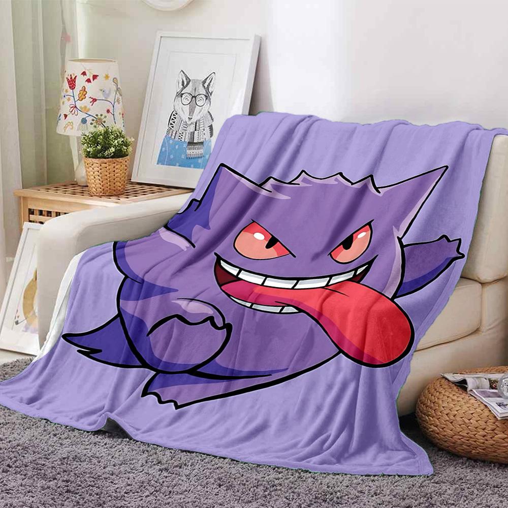 Mischievous Purple Ghost Flannel Blanket Super Soft Warm Cozy Blanket for Sofa Bed Office Travel All‑Season Home Decor Gift