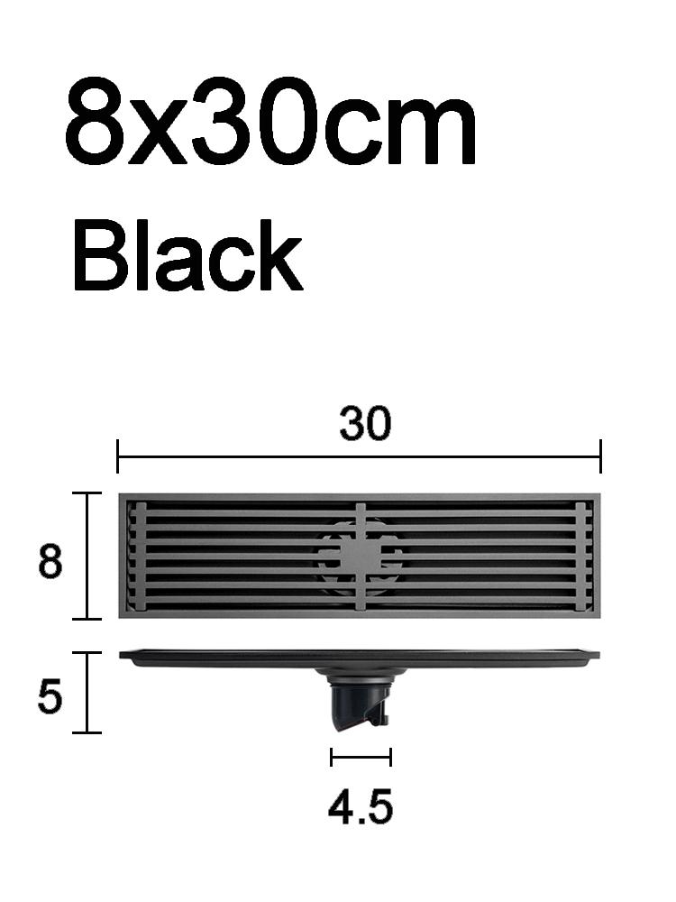 20-50cm Linear Shower Drain 304 Stainless Steel Rectangle Anti Odor Floor Drain Long Drainage Floor Drain Trap Brushed