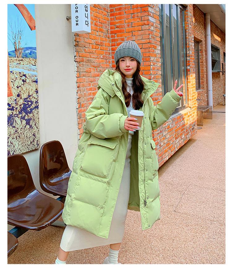 Plus Size Long Down Jacket for Women with Fur Collar and Hood, 300 Jin Capacity