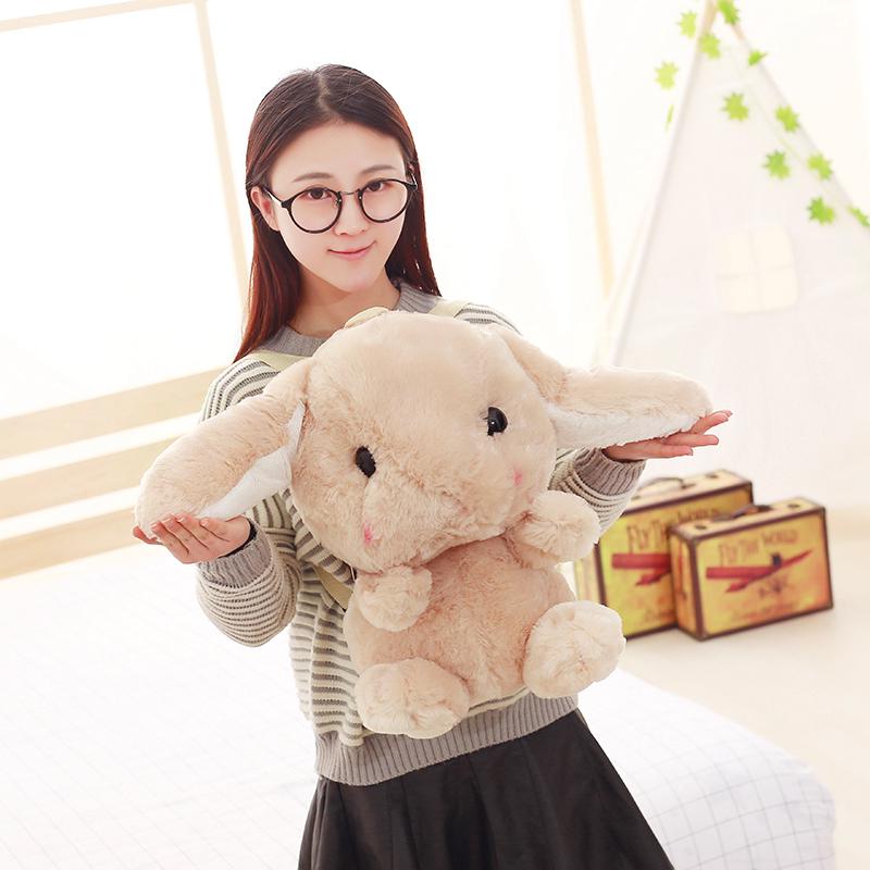 Kawaii 50cm Super Soft Long Hair Rabbit Plush Backpack High Quality Simulation Bunny Schoolbag Doll Christmas Gift For Girls