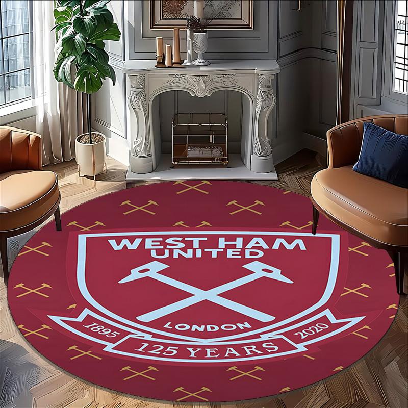 1pc Football Team (61) Print Round Carpet Chair Round Carpet Suitable for Bedroom Living Room Home Decorative Carpet
