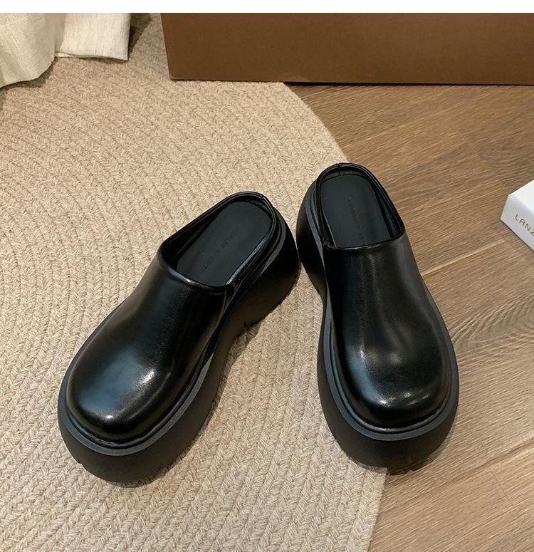 

Шлепанцы на толстой подошве, увеличивающие рост, женские, весенне-осенние, для улицы, на высоком каблуке, с закрытым носком, полушлепанцы, повседневные, коричневые, черные, мюли, слайды 37 чёрный