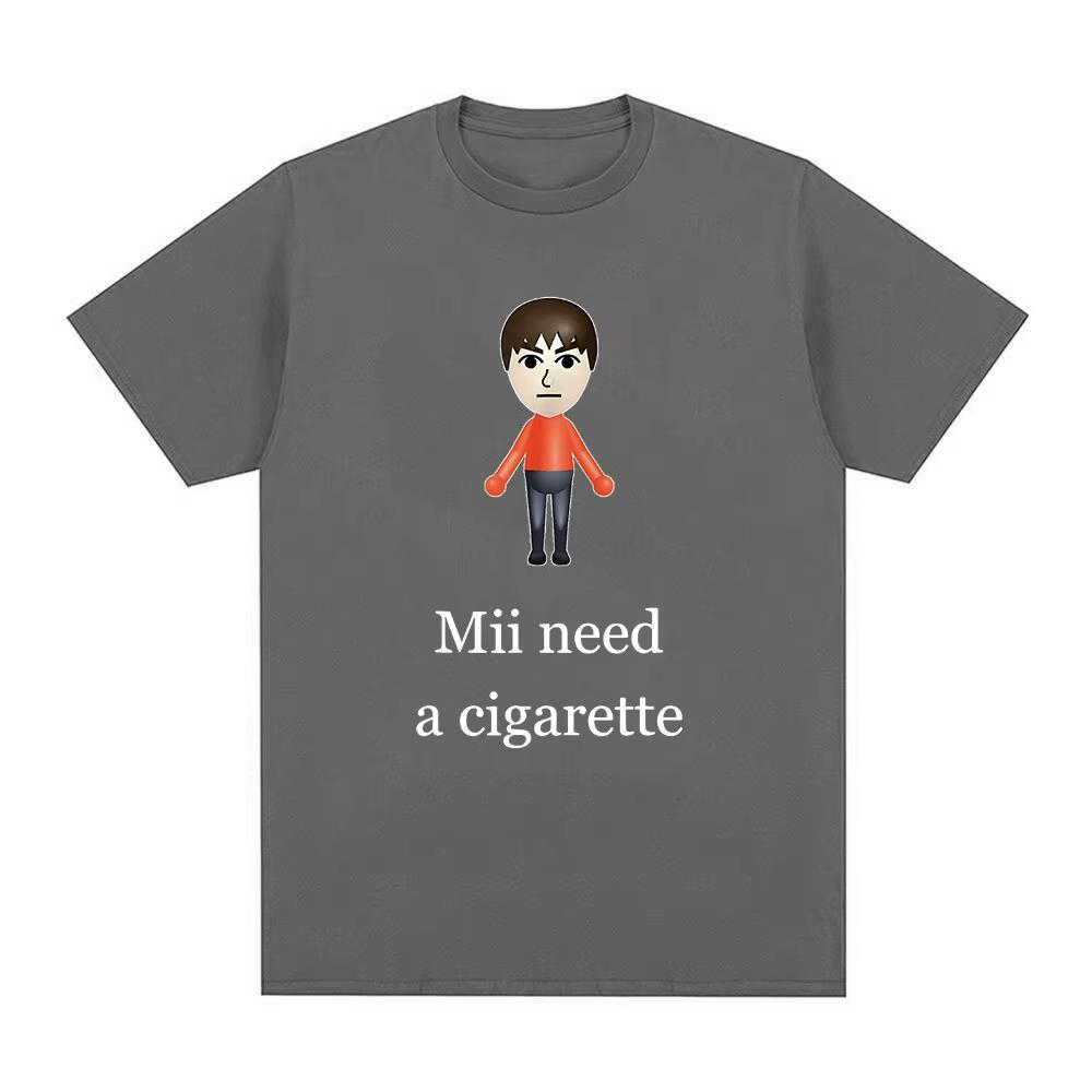 

Смішна футболка Mii Need A Cigarette Чоловіча мода Футболки з коротким рукавом Графічна футболка до Дня Барбершоп-квартету Оверсайз Унісекс S