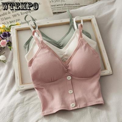 Woman Knitted Tank Top Comfortable Bottoming Sports Underwear Solid Vest Sexy Female Knitting Crop Top Women Strap