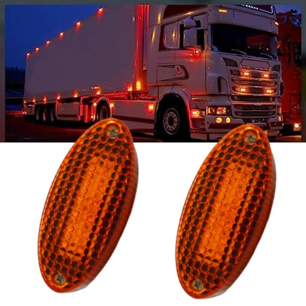 Freightliner Cascadia Accessories 6PCS LED Amber Cab Roof Marker Lights 24V Front Raised Clearance Chicken Lights for Semi Trucks – Universal Fit