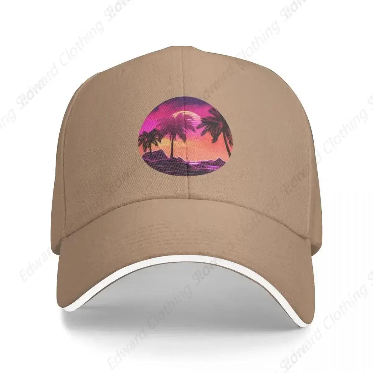 

Pink vaporwave landscape with rocks and palms Baseball Cap Sports Cap Mountaineering For Man Women s Adjustable