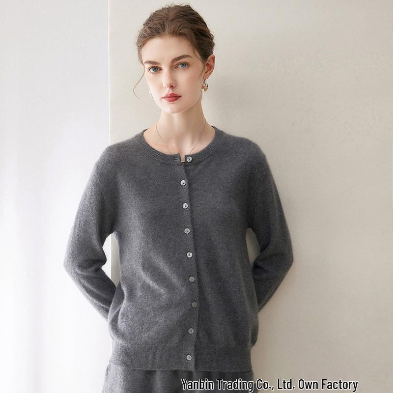 Pure Cashmere Loose Fit Round Neck Cardigan