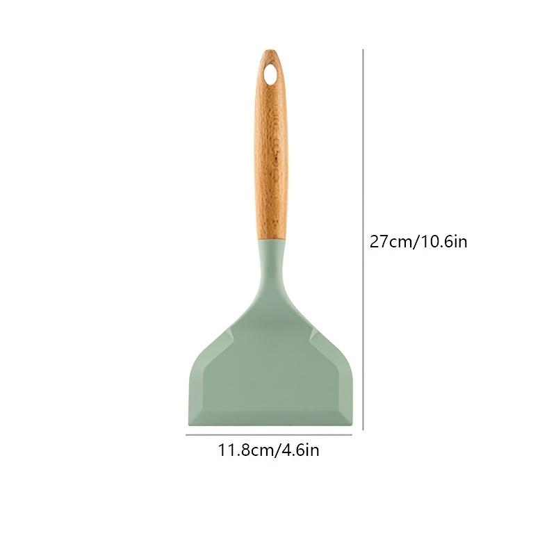 1pc, Wide Silicone Spatula, Japanese Tamagoyaki Spatula With Wooden Handle, Non-Stick Cooking Turner, Kitchen Utensils, Kitchen Accessories