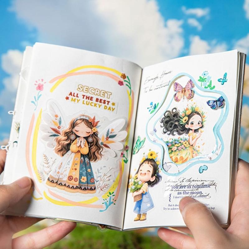 Journal Sticker Cartoon Girl Sticker Scrapbook Sticker Landscape Sticker Flowers Sticker Decorative Sticker