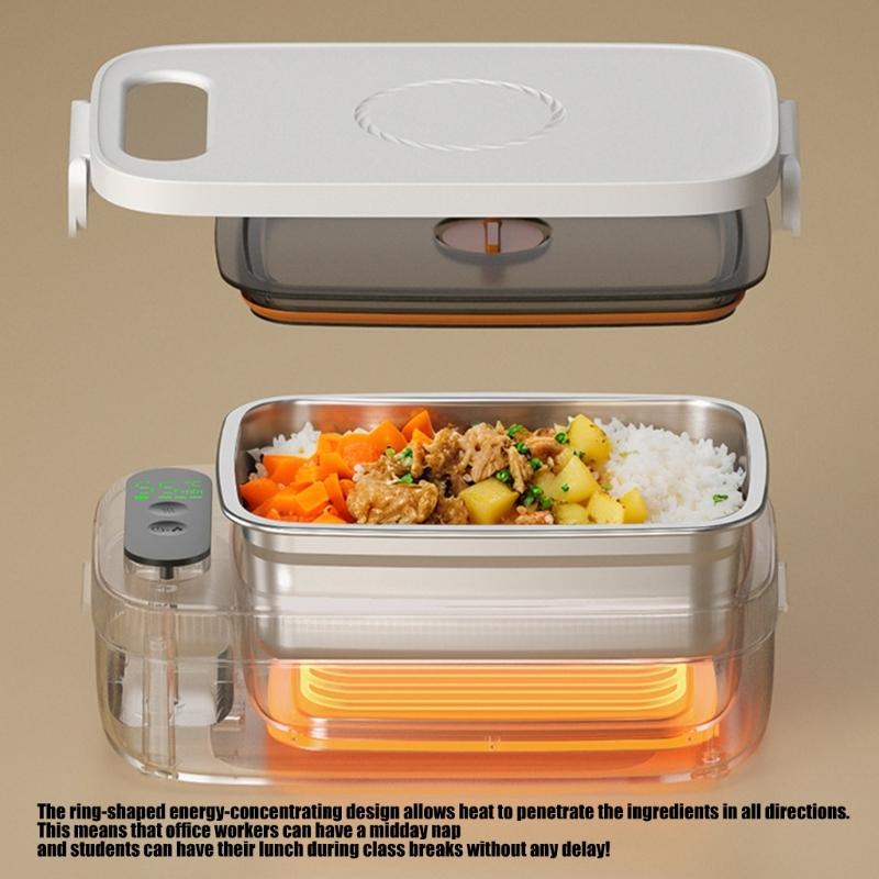 Rechargeable Nonrust Steel Lunch Box With Heating Accent Heats Food In 10 Minutes Without Water Food Container