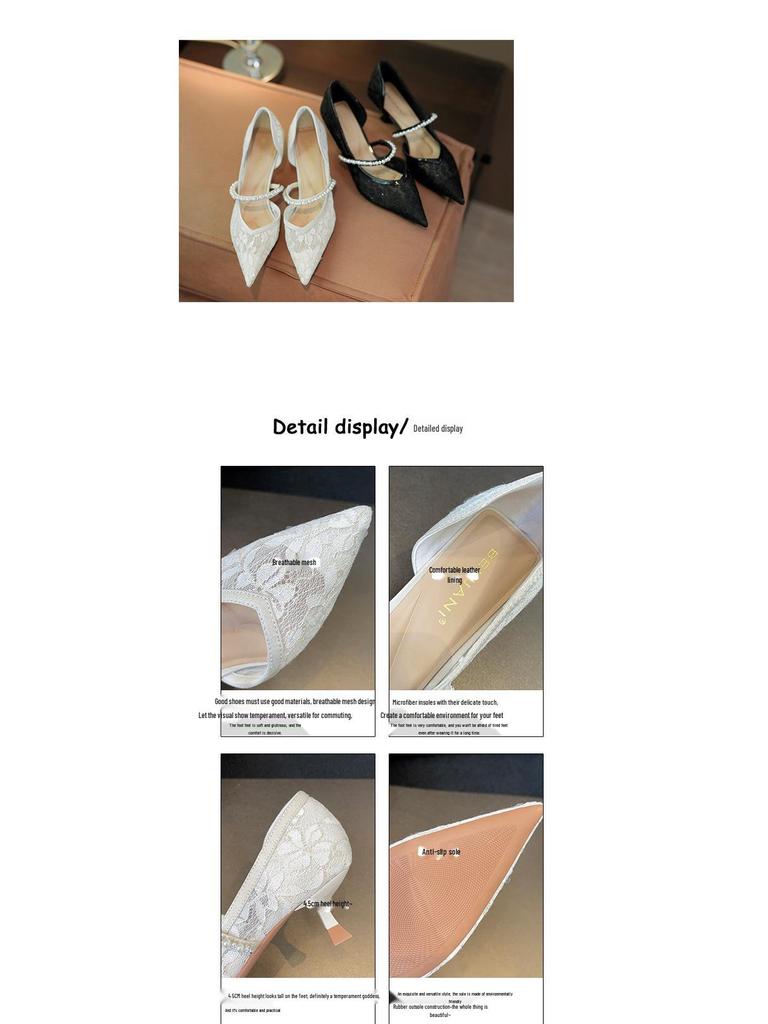 BEIJIANI Damen Mesh Stiletto-Sandalen mit Kettenriemen