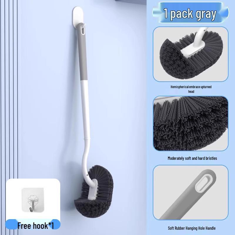 360° Soft Bristle Toilet Brush with Long Handle & Wall-Mount for Bathroom Cleaning