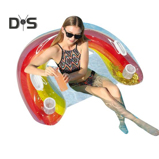 Inflatable Pool Float for Adults PVC Pool Floating Lounge Chair with Cup Holder Summer Beach Pool Lounger for Party Water Fun