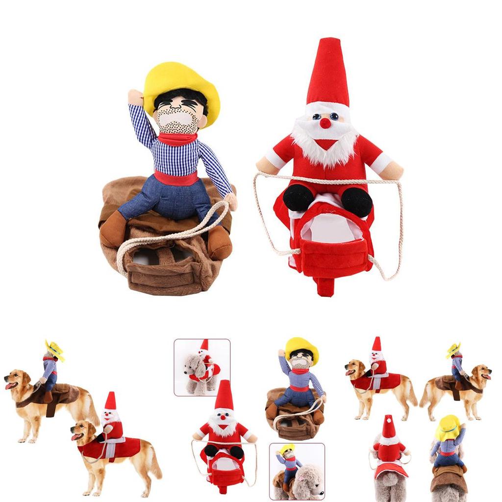 Rider Dog Christmas Costume Knight Style With Doll And Hat Pet Dressing Suit