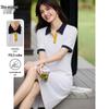 Women's Polo Neck Color Block Midi Dress