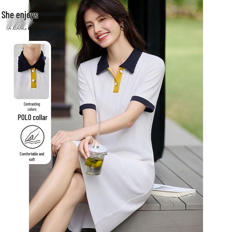 Women s Polo Neck Color Block Midi Dress M
