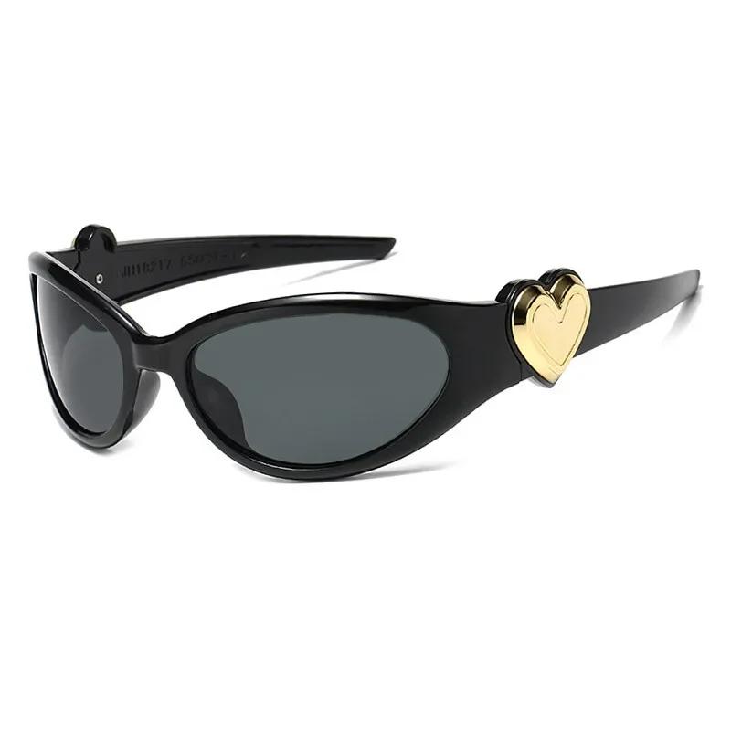 Retro  Style Oval Sunglasses Women Fashion Heart Sports Goggles Popular Eyewear Cat Eye Sun Glasses Ladies