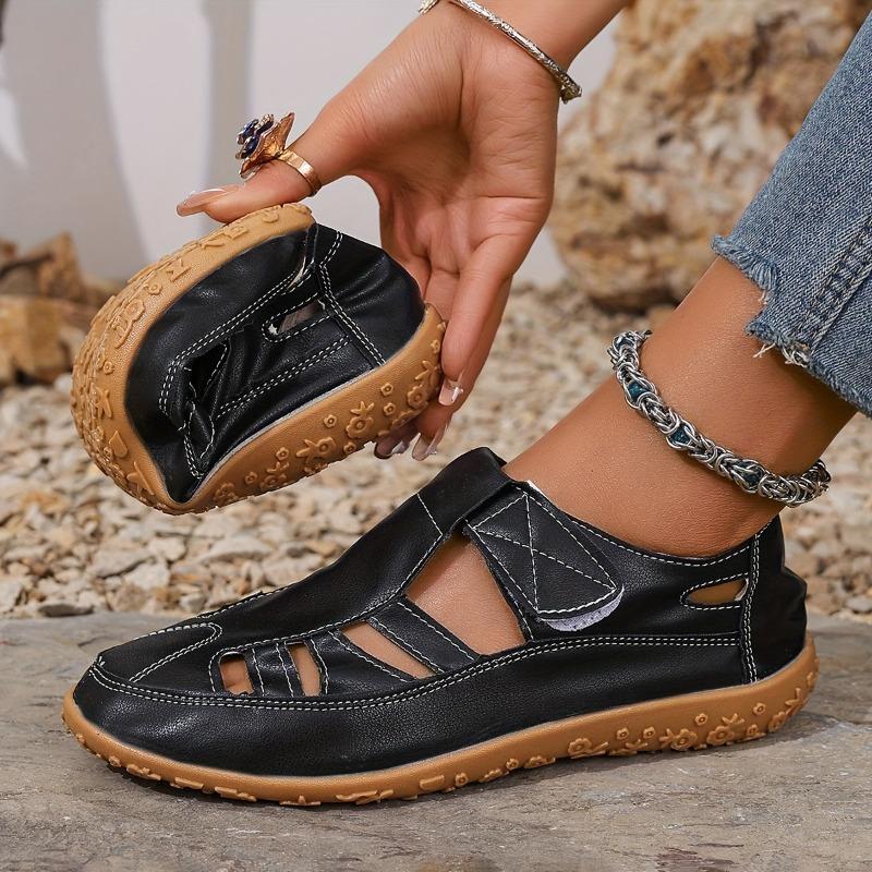 Versatile Women's Flat Sandals Closed Toe Sports Sandals Solid Color