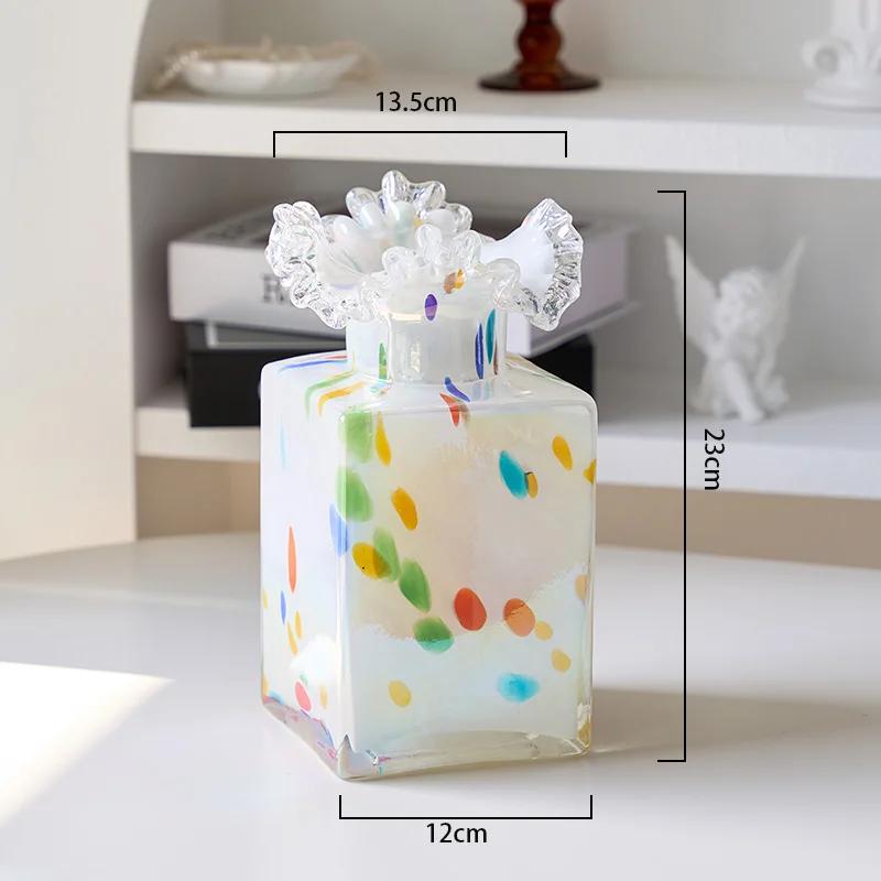 Creative Color Glazed Glass Hydroponic Vase Living Room Countertop Flower Arrangement Flower Container Crafts Dining Table Vase