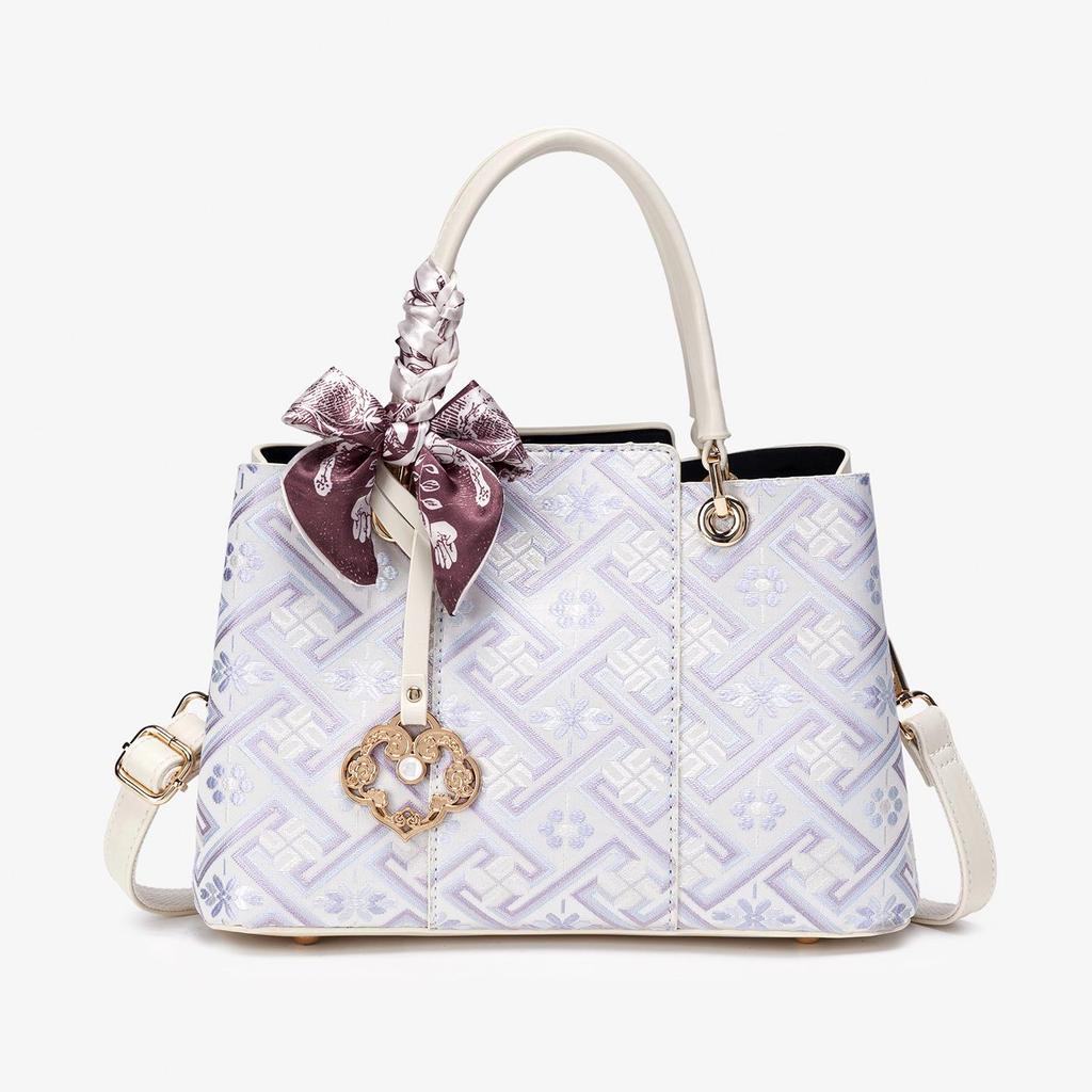 2026 Guangxi Zhuang Brocade Heritage Women's Large Capacity Shoulder Bag & Crossbody Handbag