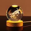 Popular Marine Ocean Animal 3D Laser Engraved Crystal Glass Ball Home Decoration LED Polished Carved 60 80mm Dolphin Whale Shark