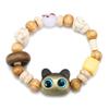 Cheese Kitten Black & White Star Bracelet - Cat Theme Friendship Jewelry, Handmade Cool Sweet Style