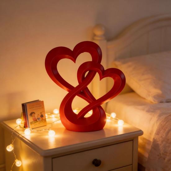 yangyizhi Intertwined Hearts Figurine, 3D Printed Love Statue, Table Centerpiece Sculpture for Living Room Wedding Romantic Gift