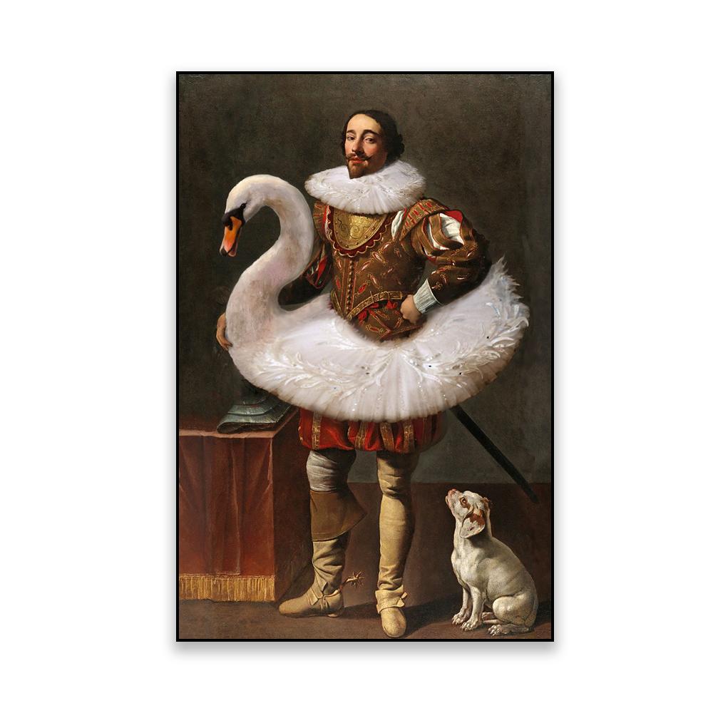Vintage Funny Altered Art Poster Famous Portrait Prints Medieval Ltalian Oil Painting Canvas Painting Wall Art Living Room Decor