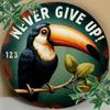 Vintage Round Metal Wall Art Sign with Bird Motivational Quote Home Decor