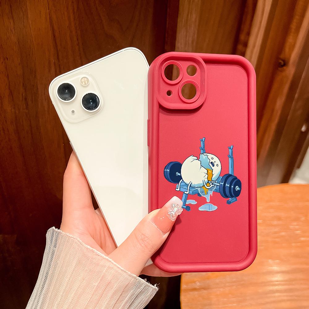 Für iPhone 16 15 14 13 12 11 Pro Max XS Max XR X SE 8 7 Interessantes Ei Gewichtheben Weiches Silikon Vollständiger Objektivschutz Handyhülle