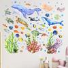 geneX Underwater Sea Creatures Wallpaper Stickers, Set of 4, Glow-in-the-Dark Wallpaper, Cute Turtle, Seaweed, Coral, and Fish, Underwater World Wall