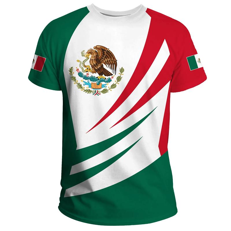 Mexico National Flag T Shirts For Men Fashion Mexican Eagle Pattern Short Sleeve Oversized T-shirt Fitness Running GYM Tees Tops